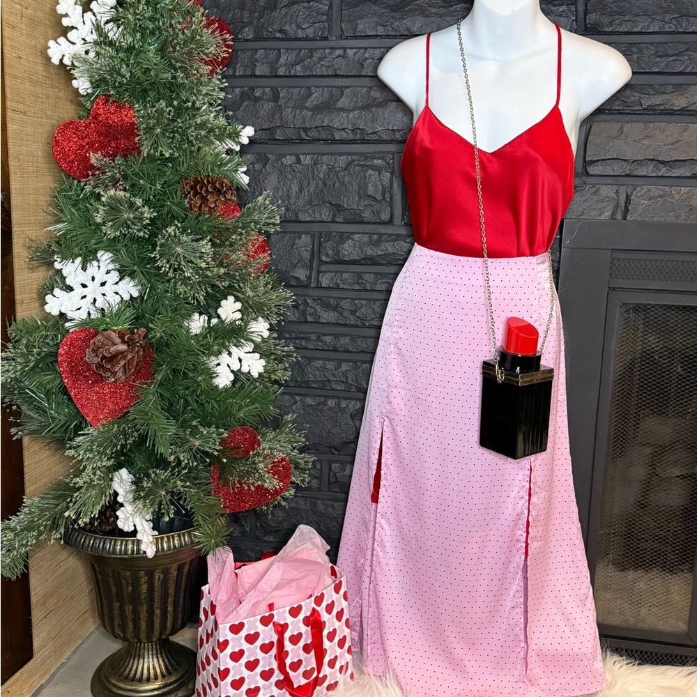 Vintage Lasoie 100% Red Silk Slip Dress
